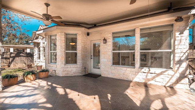 view of patio with ceiling fan