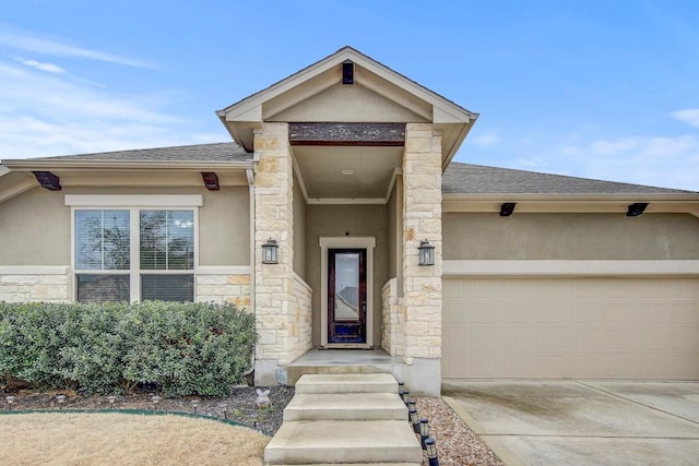 entrance to property with a garage