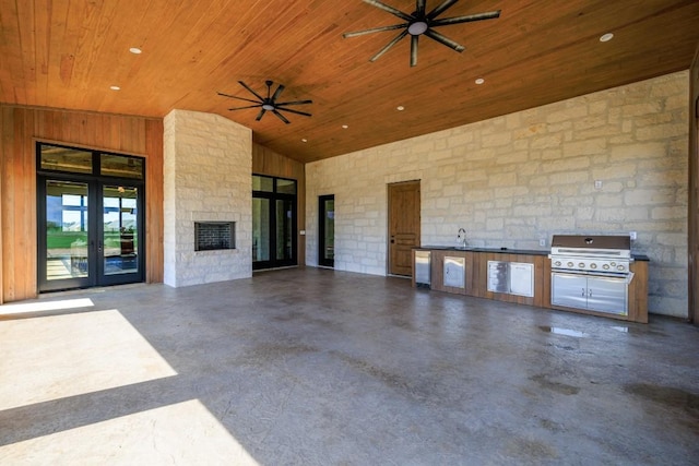 1318 Country Side Bnd, Fredericksburg, TX 78624 - view of patio / terrace with french doors, a ceiling fan, and a sink