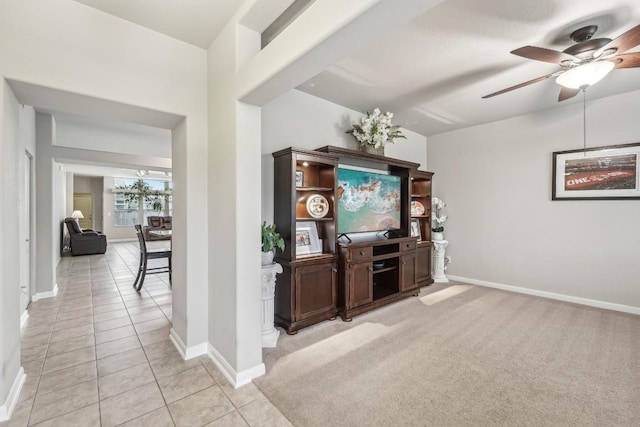 interior space featuring light tile patterned floors