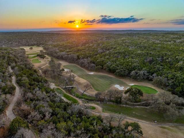 view of aerial view at dusk