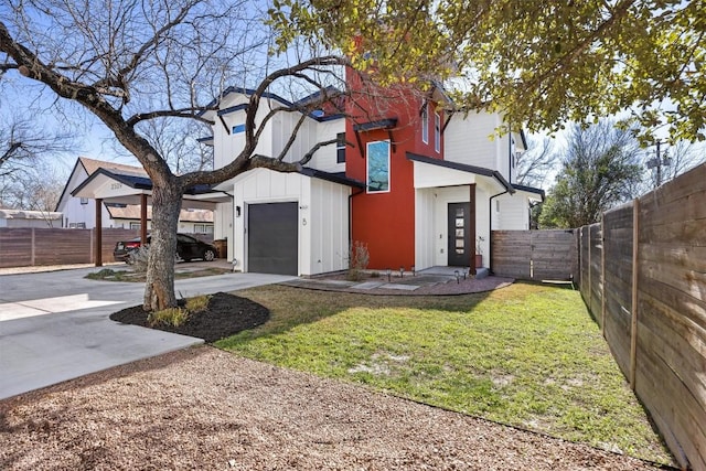 exterior space with a garage