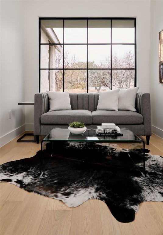 living room with hardwood / wood-style flooring