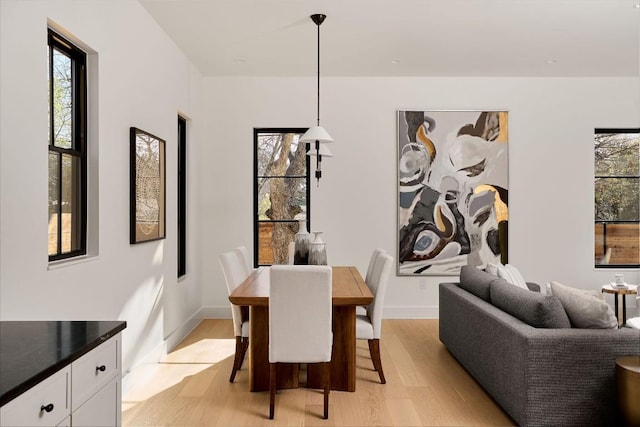 dining area with light hardwood / wood-style flooring