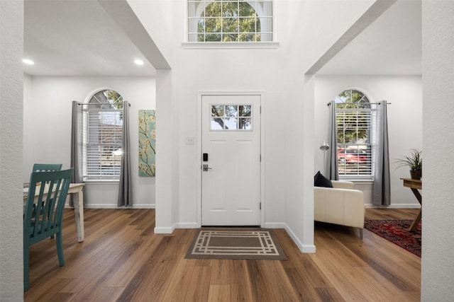 entrance foyer featuring dark hardwood / wood-style floors