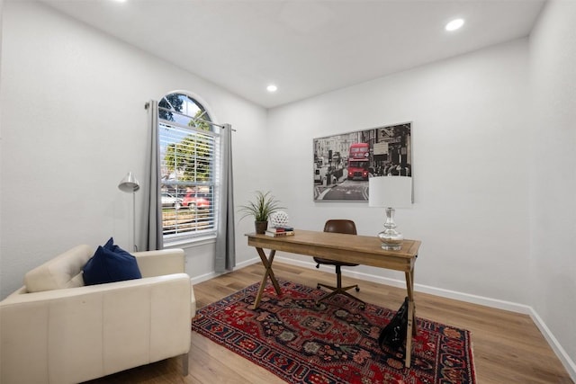 office featuring hardwood / wood-style floors