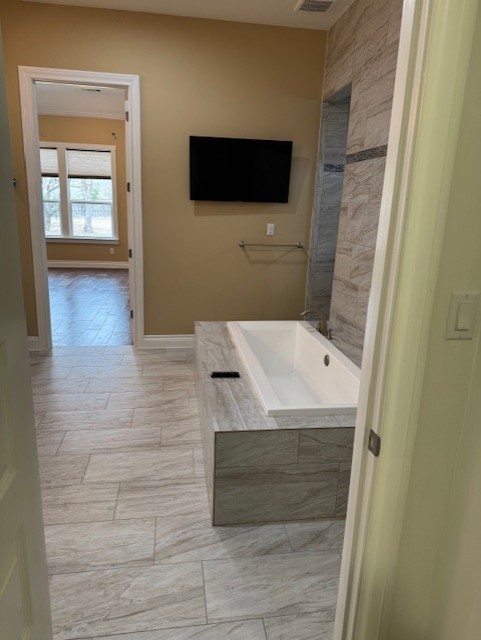 bathroom with plus walk in shower