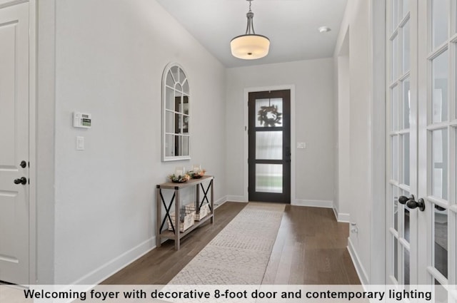 foyer with dark hardwood / wood-style flooring