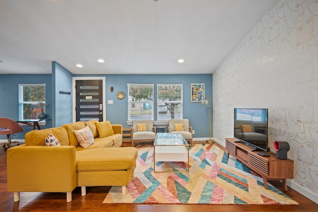 living room featuring hardwood / wood-style flooring