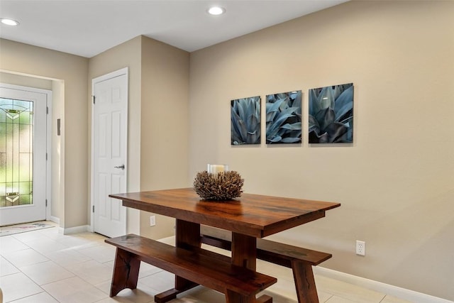 view of tiled dining space