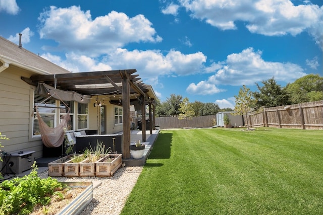 view of yard with a pergola