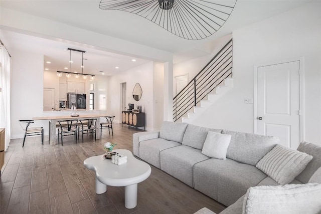 living room featuring dark hardwood / wood-style floors