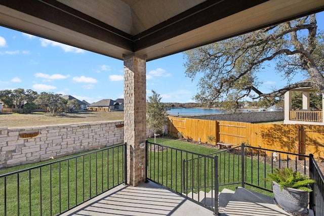 balcony with a water view