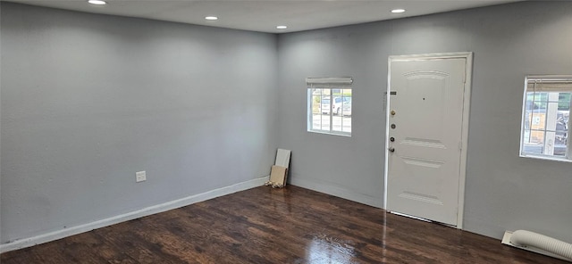 foyer entrance featuring dark hardwood / wood-style floors