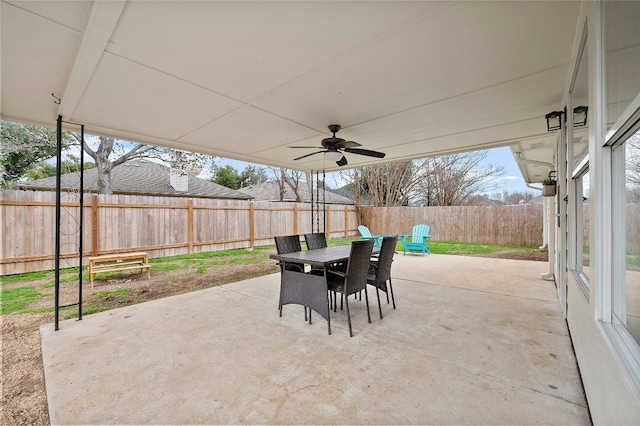 view of patio / terrace featuring ceiling fan