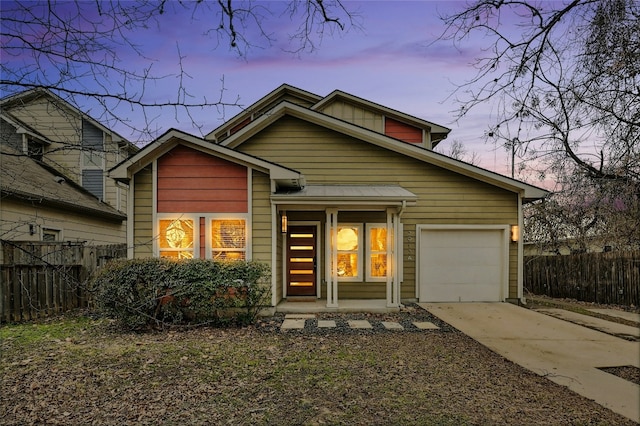 view of front facade featuring a garage