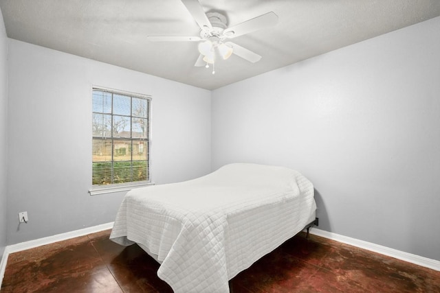 bedroom featuring ceiling fan