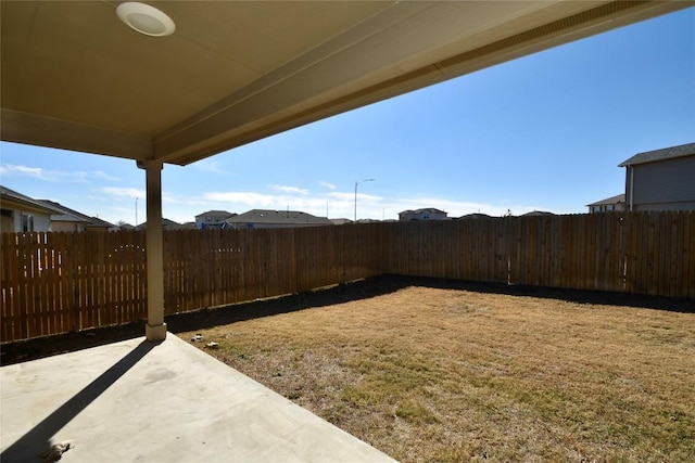 view of yard with a patio area