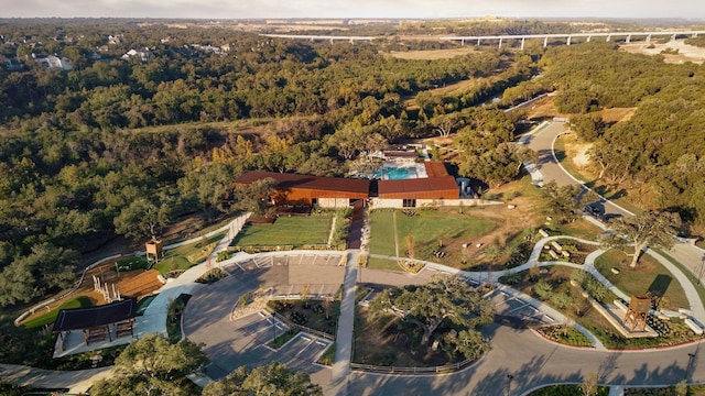 drone / aerial view with a forest view