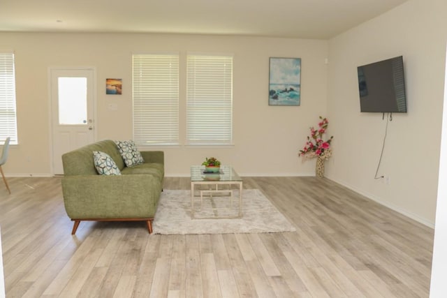 living room with light hardwood / wood-style floors