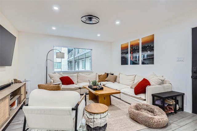 living room featuring wood-type flooring