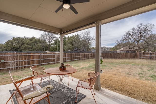 view of patio / terrace with ceiling fan