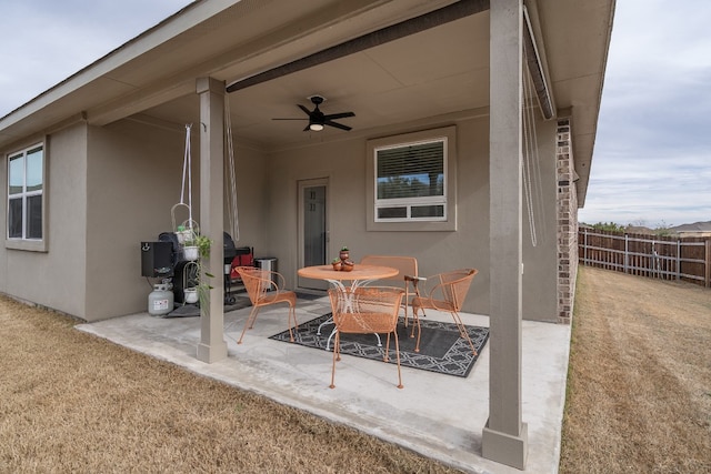 view of patio with ceiling fan