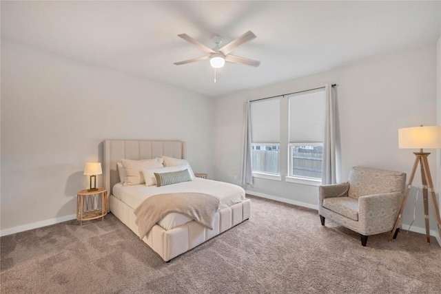 bedroom with carpet flooring and ceiling fan