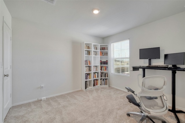 view of carpeted office space