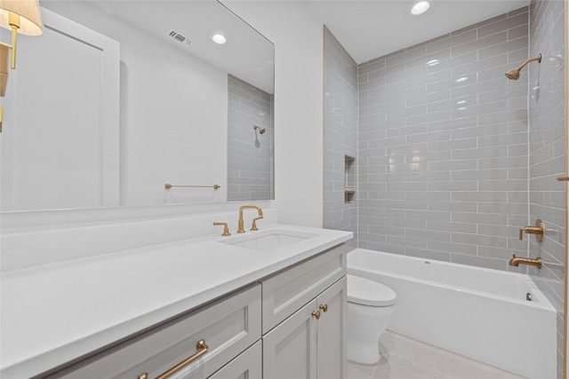3008 W 50th St, Austin, TX 78731 - bathroom featuring vanity, recessed lighting, and shower / washtub combination