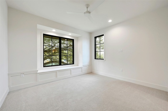 3008 W 50th St, Austin, TX 78731 - carpeted empty room with ceiling fan and recessed lighting