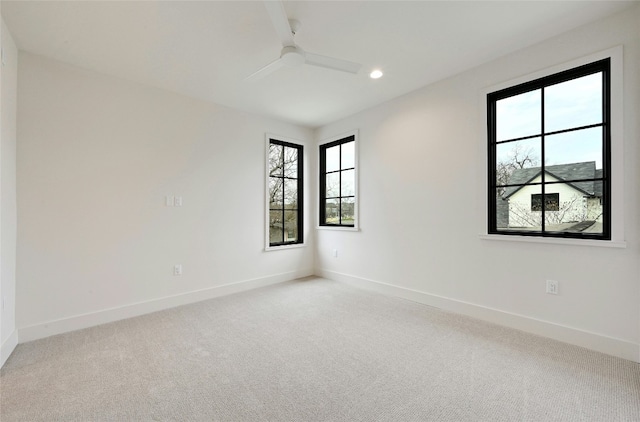 3008 W 50th St, Austin, TX 78731 - empty room featuring light carpet, recessed lighting, and ceiling fan