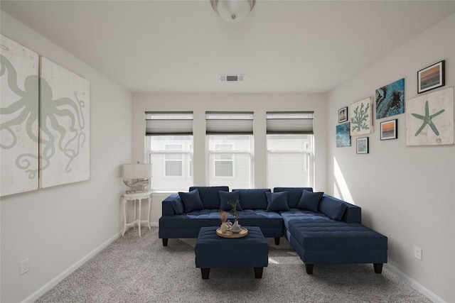 living room with carpet flooring