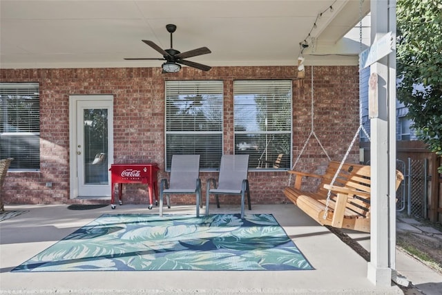 view of patio / terrace with ceiling fan