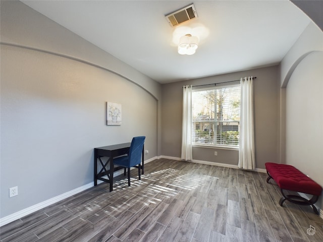 office space featuring dark hardwood / wood-style floors