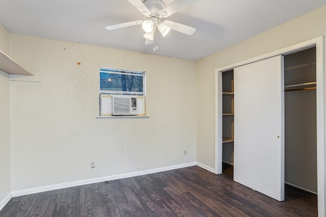 3014 Hemphill Park, Austin, TX 78705 - unfurnished bedroom featuring wood finished floors, a closet, a ceiling fan, and cooling unit
