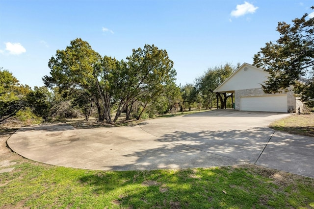 exterior space with a garage