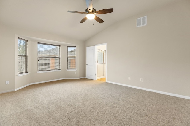 4323 Fairway Path, Round Rock, TX 78665 - unfurnished room featuring light colored carpet, ceiling fan, and lofted ceiling