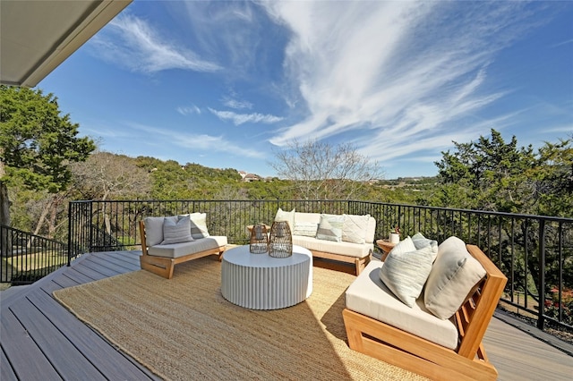 deck featuring an outdoor living space