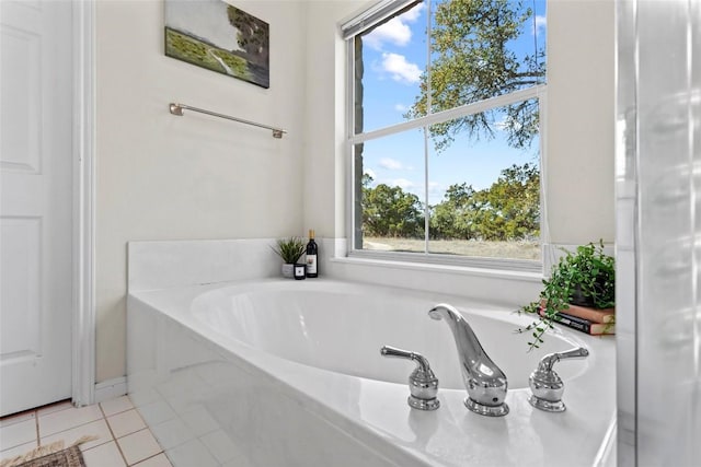 bathroom featuring tile patterned flooring and a washtub