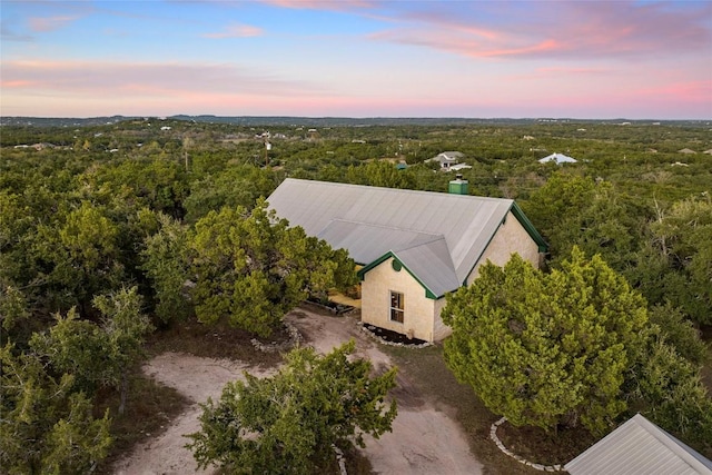 view of aerial view at dusk