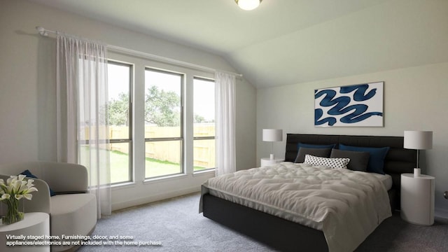 1412 Snowdrop Dr, Georgetown, TX 78628 - carpeted bedroom featuring vaulted ceiling and baseboards