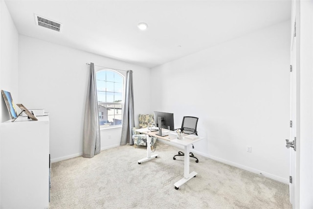 view of carpeted home office