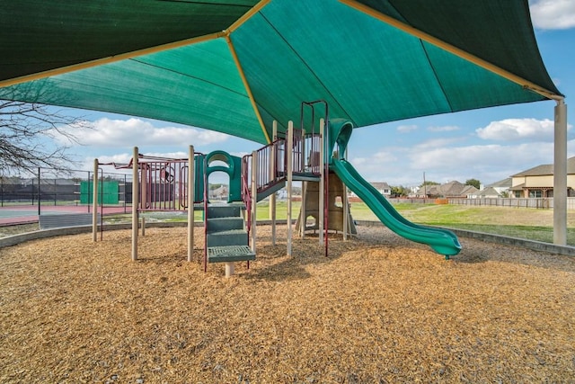 communal playground with fence