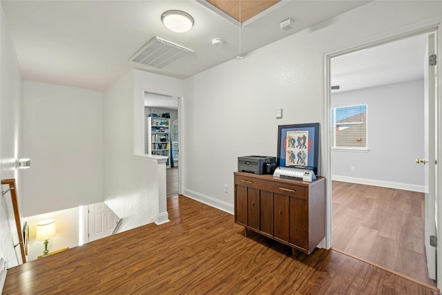 office space featuring wood-type flooring