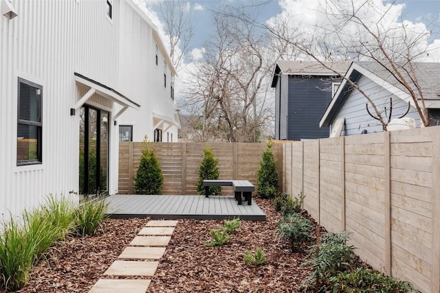 view of yard with a wooden deck