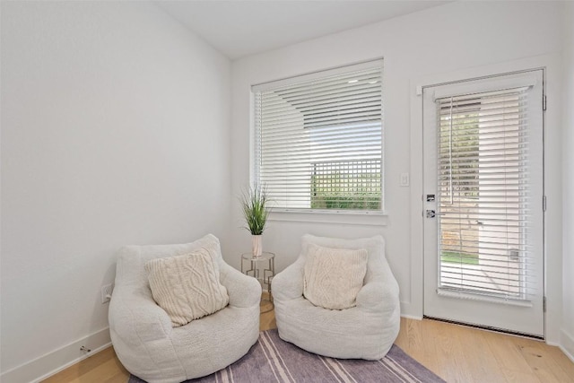 sitting room with light wood-type flooring