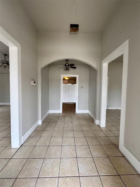 interior space featuring light tile patterned flooring