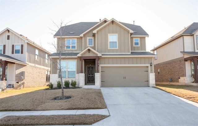 craftsman inspired home with a garage