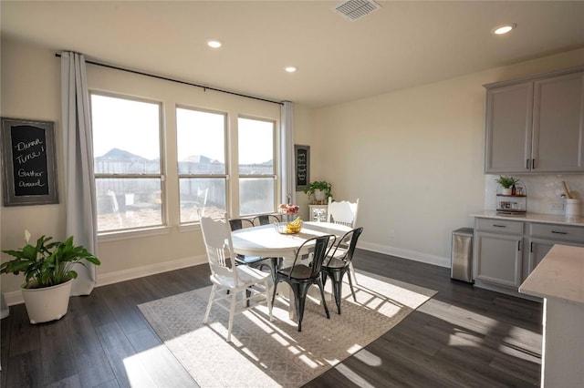 dining room with dark hardwood / wood-style floors